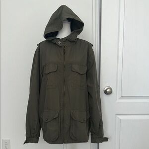 Land’s End Men's Olive Hooded Jacket, Size Large (42-44)